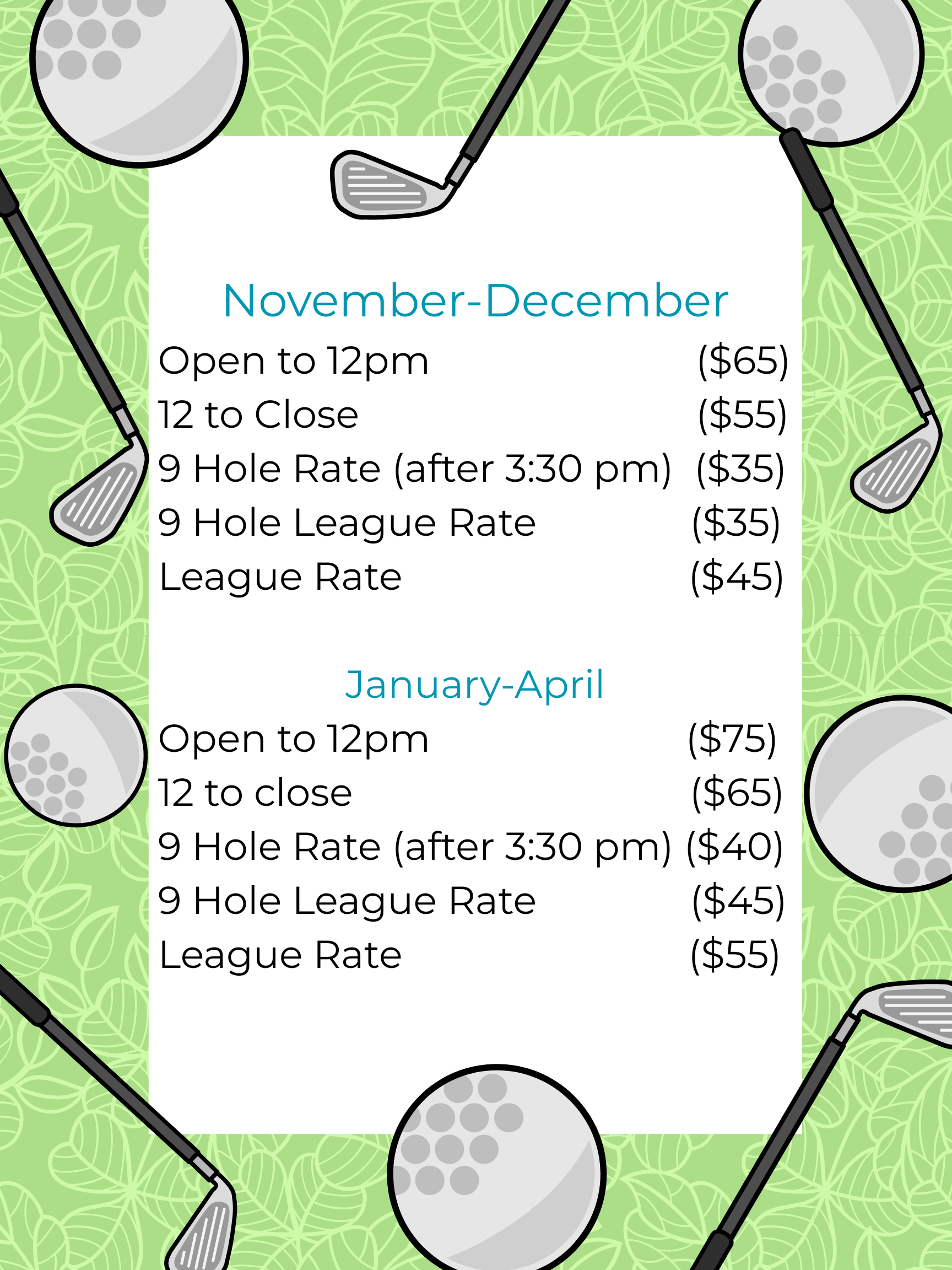 RATES FOR 2025 -2026